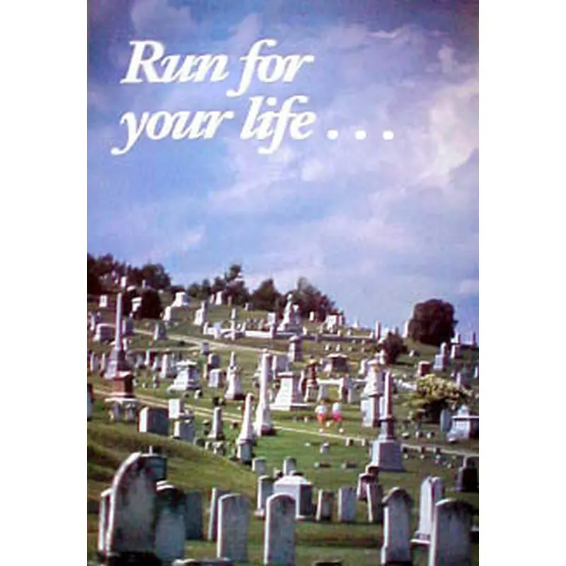 Running Through a Cemetery "Run for your Life" Poster - Pomegranate Posters