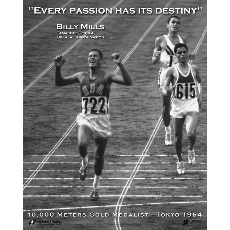 Billy Mills "Destiny" (Tokyo Gold 1964) Classic Running Poster - Running Past