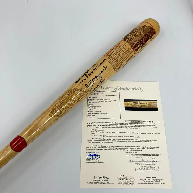 1960 Pittsburgh Pirates World Series Champs Team Signed Baseball Bat JSA COA