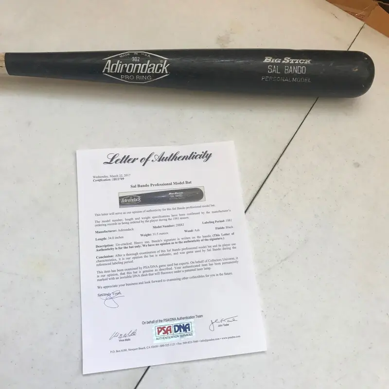 1981 Sal Bando Game Used Signed Autographed Baseball Bat PSA DNA COA