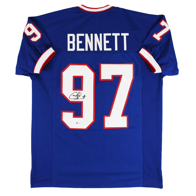 Cornelius Bennett Authentic Signed Blue #97 Pro Style Jersey BAS Witnessed