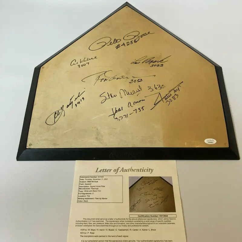 Willie Mays Hank Aaron 3000 Hit Club Signed Home Plate With Inscriptions JSA COA