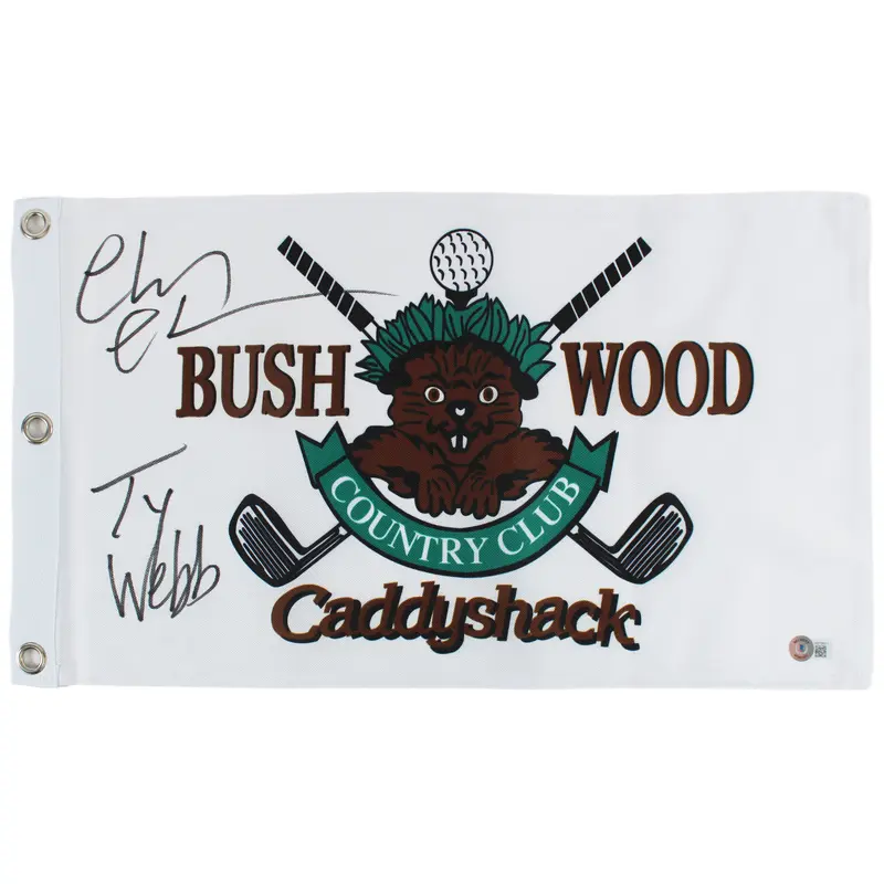 Chevy Chase Caddyshack "Ty Webb" Signed Bushwood Country Club Flag BAS #WZ76671