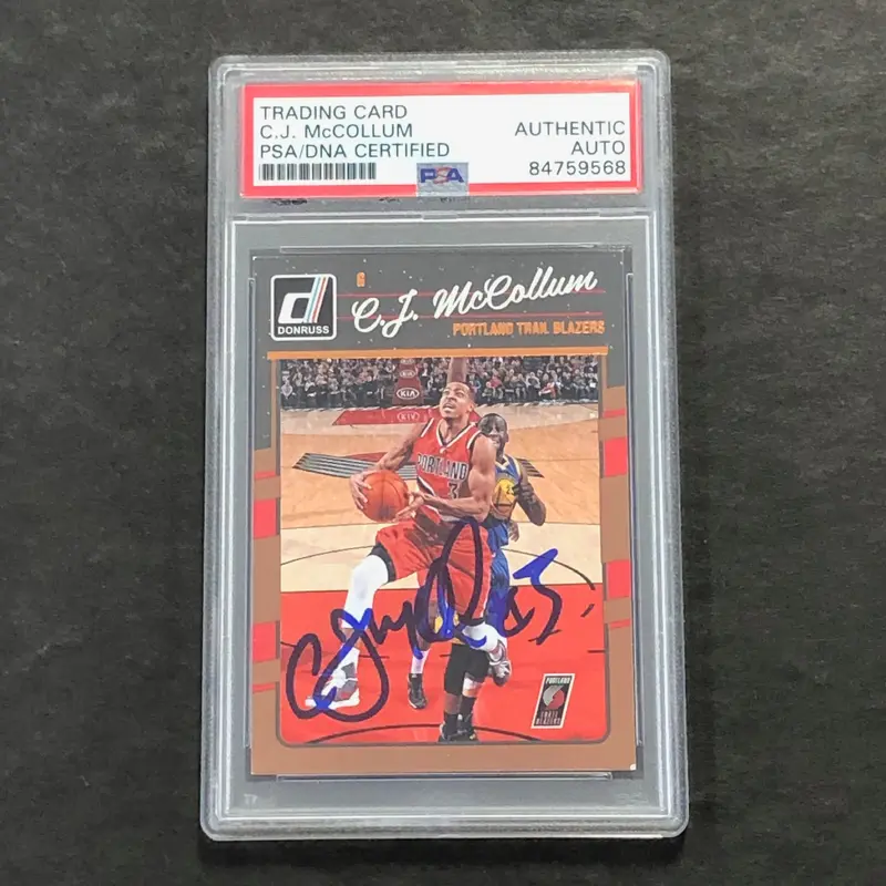 2016-17 Panini Donruss #130 CJ McCollum Signed Card AUTO PSA Slabbed Blazers