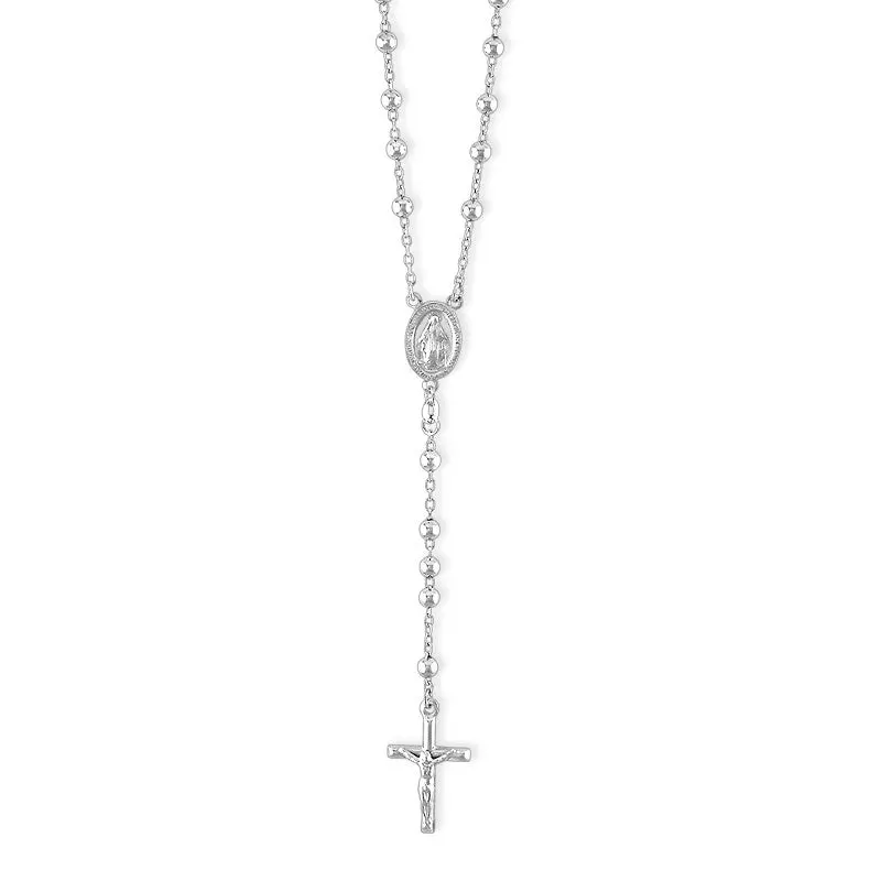 Sterling Silver Rosary Beads, Cross Necklace