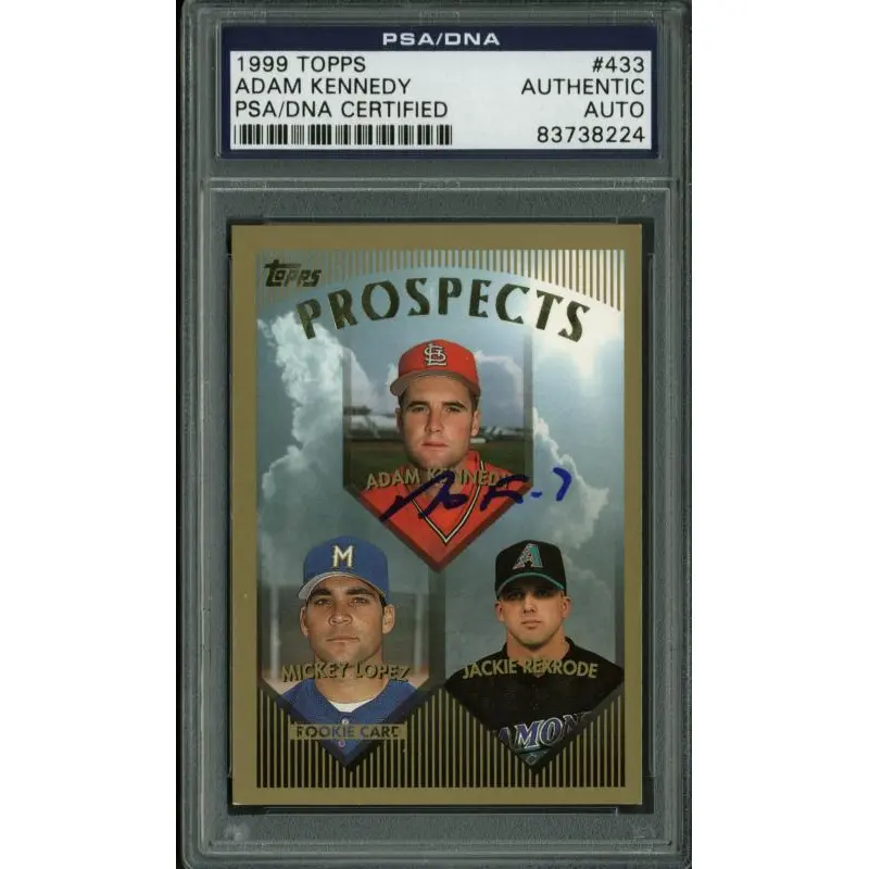 Cardinals Adam Kennedy Authentic Signed Card 1999 Topps Rc #433 PSA/DNA Slabbed