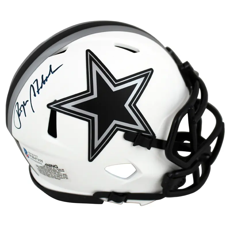 Cowboys Roger Staubach Authentic Signed Lunar Speed Mini Helmet BAS Witnessed
