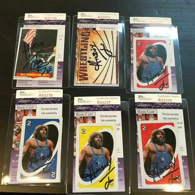 Lot Of (6) Hillbilly Jim WWF Signed Autographed Wrestling Cards With JSA COA