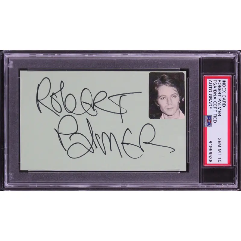 Robert Palmer Authentic Signed 3x5 Index Card Auto Graded 10! PSA/DNA Slabbed