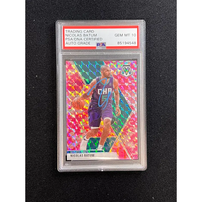 2019-20 Panini Mosaic #102 Nicolas Batum Signed Card AUTO 10 PSA Slabbed Hornets