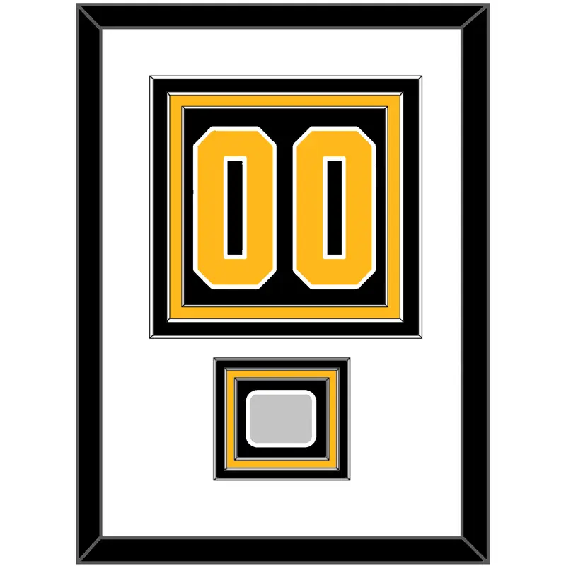 Pittsburgh Number (Back) & Stanley Cup Champions Patch - Home Black - Triple Mat 1