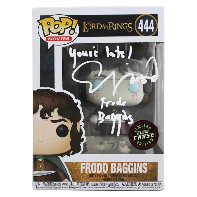Elijah Wood LOTR "2x Insc" Signed #444 Alternate Funko Pop Figure BAS Witness 1