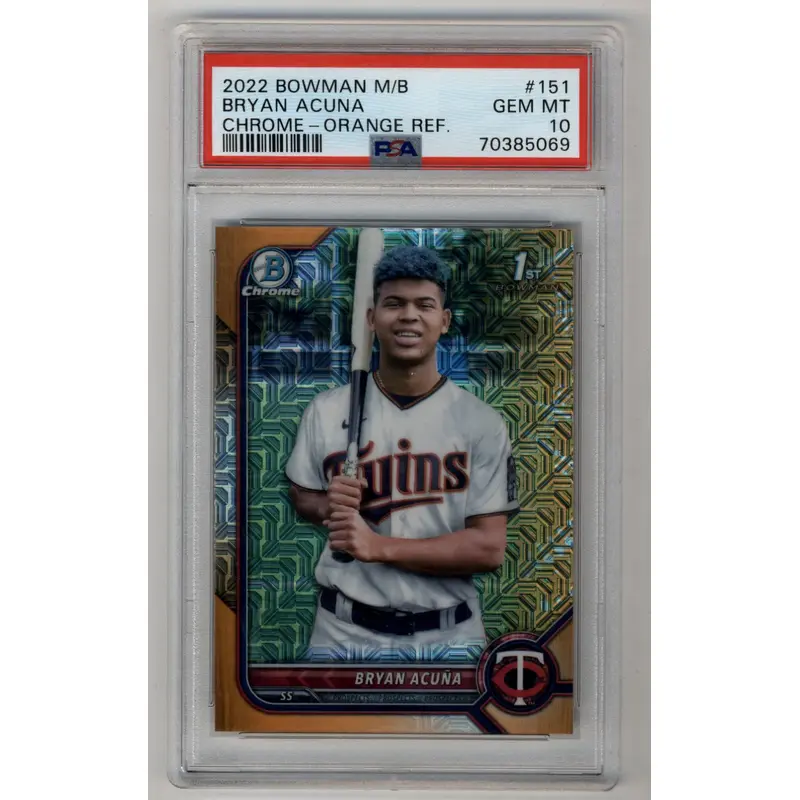 Bryan Acuna 2022 Bowman Chrome Mega Box Orange Refracfor 04/25 PSA 10 Gem Mint