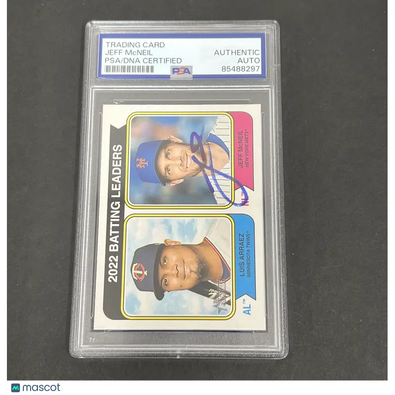 2023 Topps Heritage #201 Jeff McNeil Batting Leaders signed card PSA Auto 10