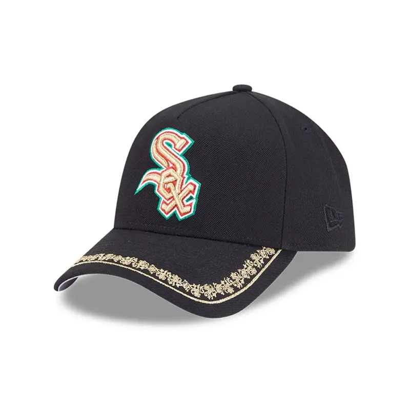 Chicago White Sox MLB Ornate Visor Black 9FORTY A-Frame Adjustable Cap