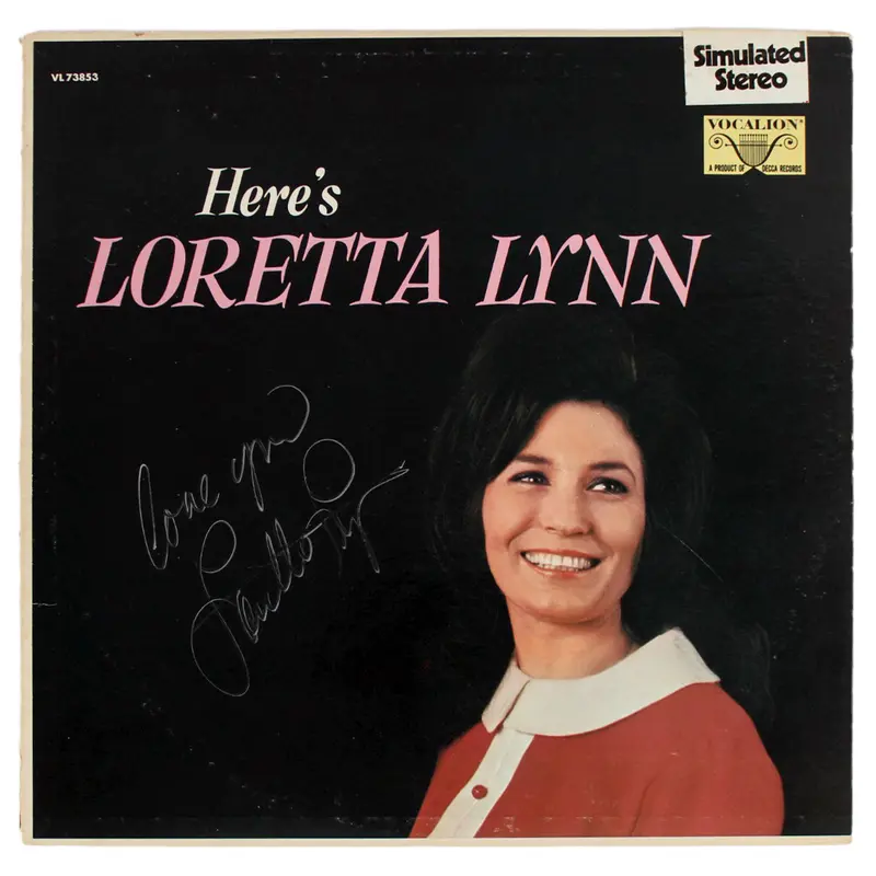 Loretta Lynn Authentic Signed Here's Loretta Lynn Album Cover BAS #BG90679