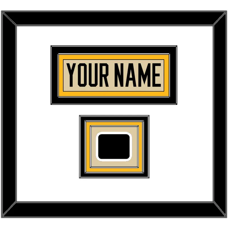 Pittsburgh Nameplate & 2023 Winter Classic Patch - Tan Jersey - Triple Mat 1