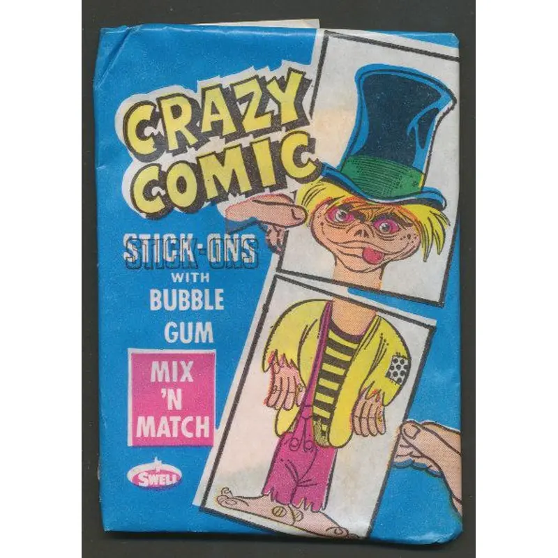 1967 Philadelphia Crazy Comic Stick-Ons Unopened Wax Pack