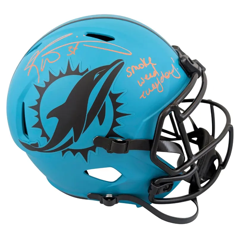 Dolphins Ricky Williams "SWE" Signed Rave Full Size Speed Rep Helmet BAS Witness