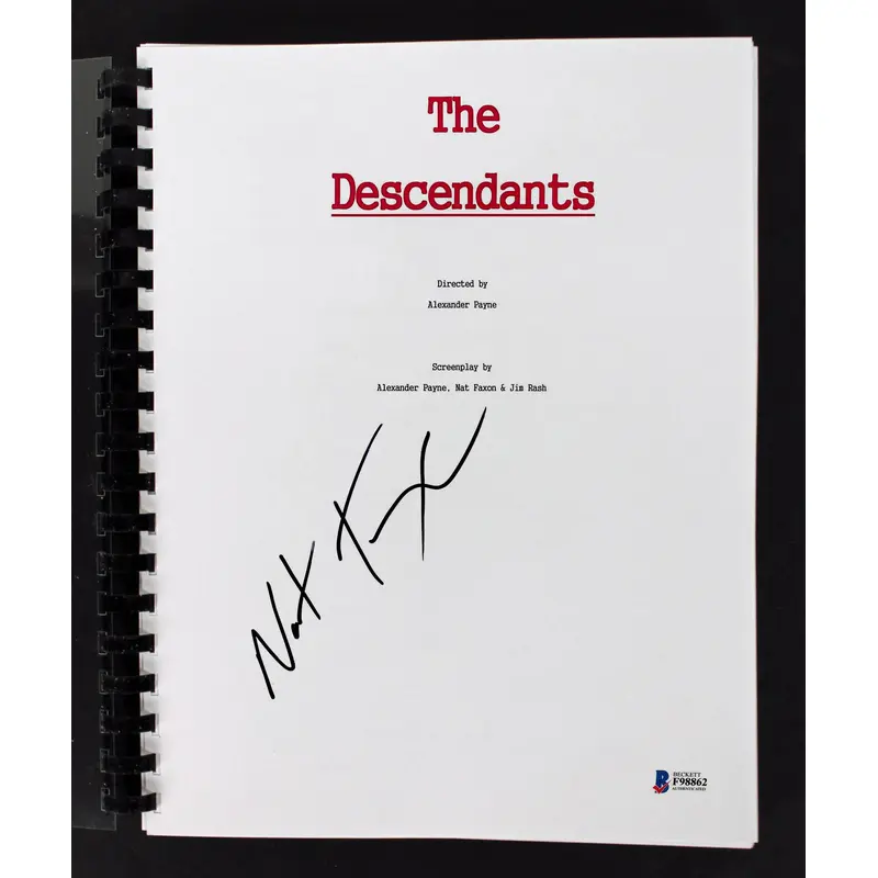 Nat Faxon Authentic Signed The Descendants Movie Script Autographed BAS #F98862
