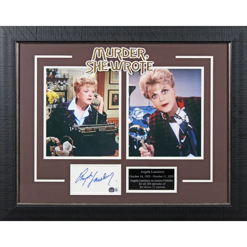 Angela Lansbury Murder, She Wrote Signed 3x5 Index Card Framed Display BAS