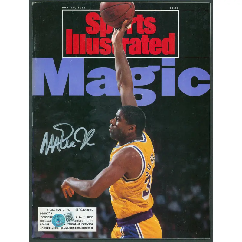 Lakers Magic Johnson Signed November 1991 Sports Illustrated Magazine BAS Wit