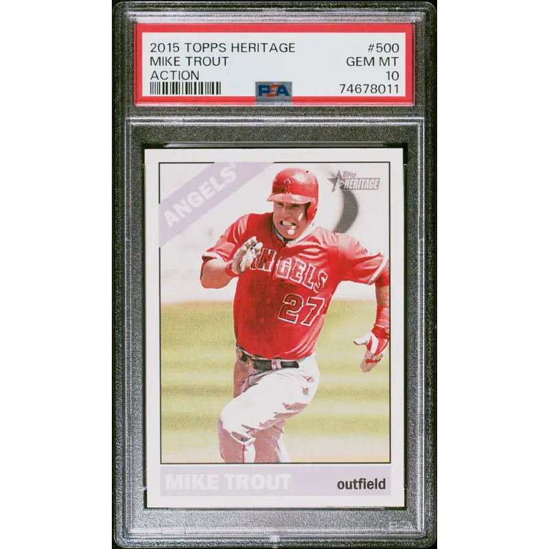 Mike Trout 2015 Topps Heritage #500 Action PSA 10 Gem Mint