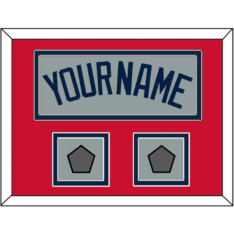 Boston Name & Two World Series Champions Patches - Road Gray (2009-2013) - Double Mat 2
