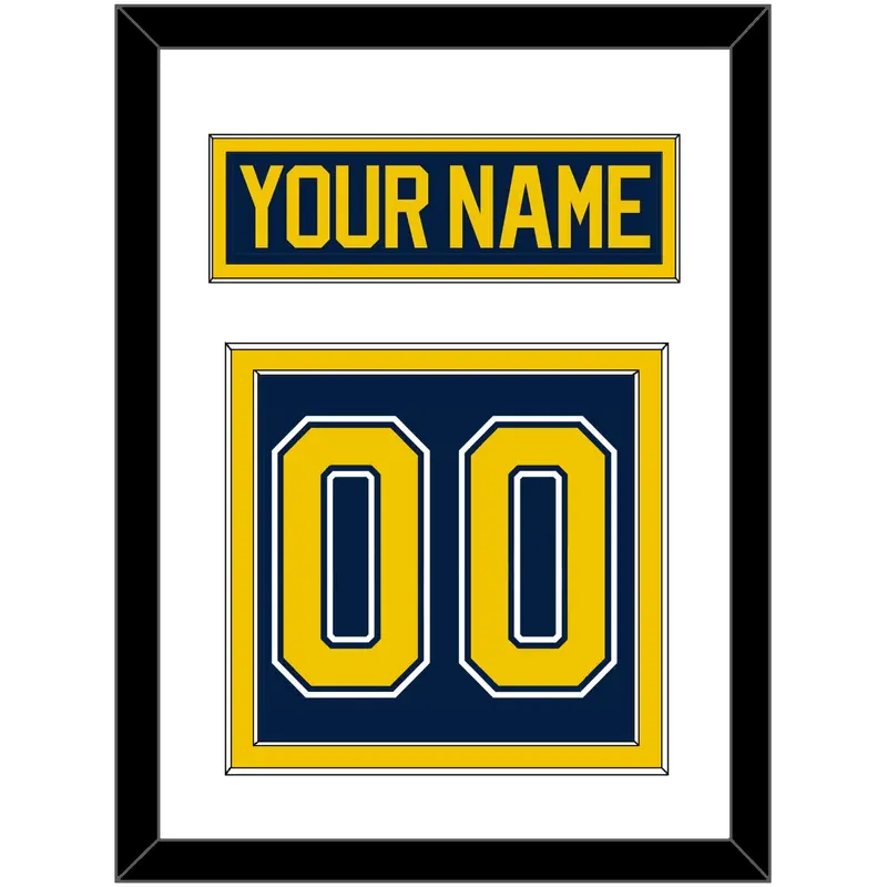 Michigan Hockey Nameplate & Number (Back) - Road Blue (2021-2023) - Double Mat 1