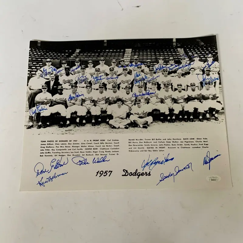 1957 Brooklyn Dodgers Team Signed 11x14 Photo Sandy Koufax 25 Sigs With JSA COA