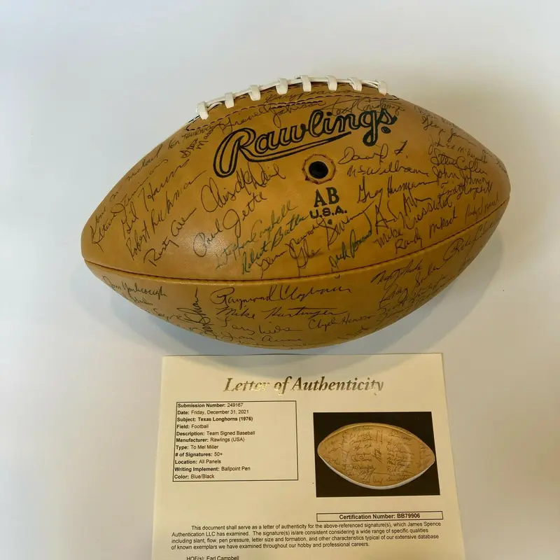 1976 Texas Longhorns Team Signed Football 50+ Sigs Earl Campbell JSA COA