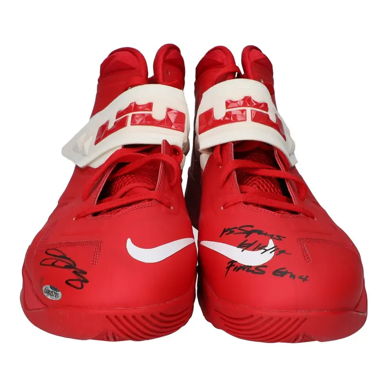 LeBron James NBA Finals Game Used Signed Sneakers UDA 1/1 Photo Matched