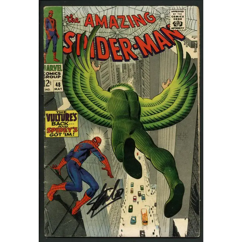 Stan Lee Signed Amazing Spider-Man #48 Comic Book The Vulture'S Back PSA #W18666