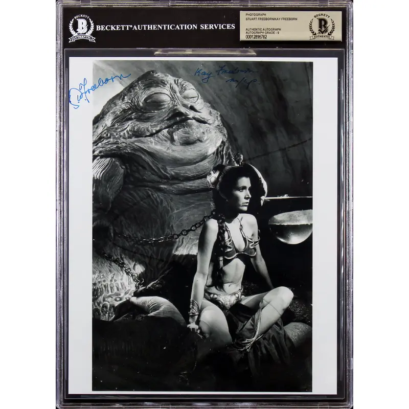 Stuart Freeborn & Kay Freeborn Star Wars Signed 8x10 B&W Photo Auto 9! BAS Slab