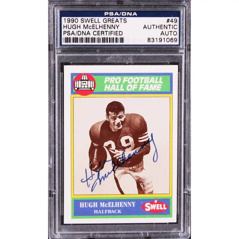49ers Hugh McElhenny Authentic Signed 1990 Swell Greats #49 Card PSA/DNA Slabbed