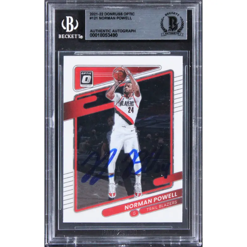 Blazers Norman Powell Authentic Signed 2021 Donruss Optic #121 Card BAS Slabbed