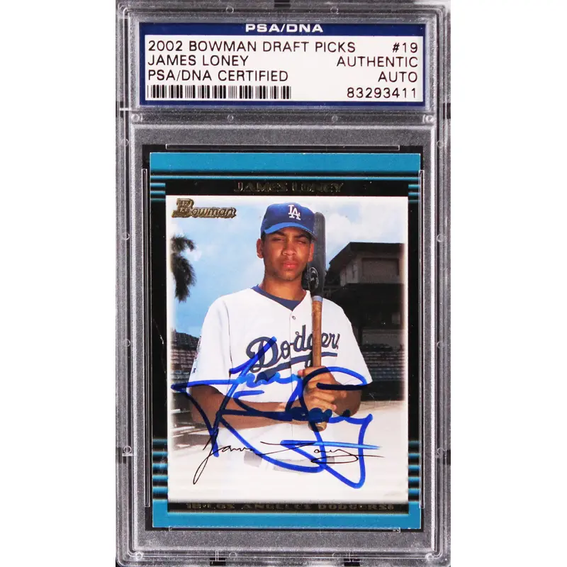 Dodgers James Loney Signed 2002 Bowman Draft Picks #19 Card PSA/DNA Slabbed