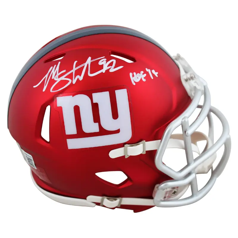 Giants Michael Strahan "HOF 14" Authentic Signed Blaze Speed Mini Helmet BAS Wit