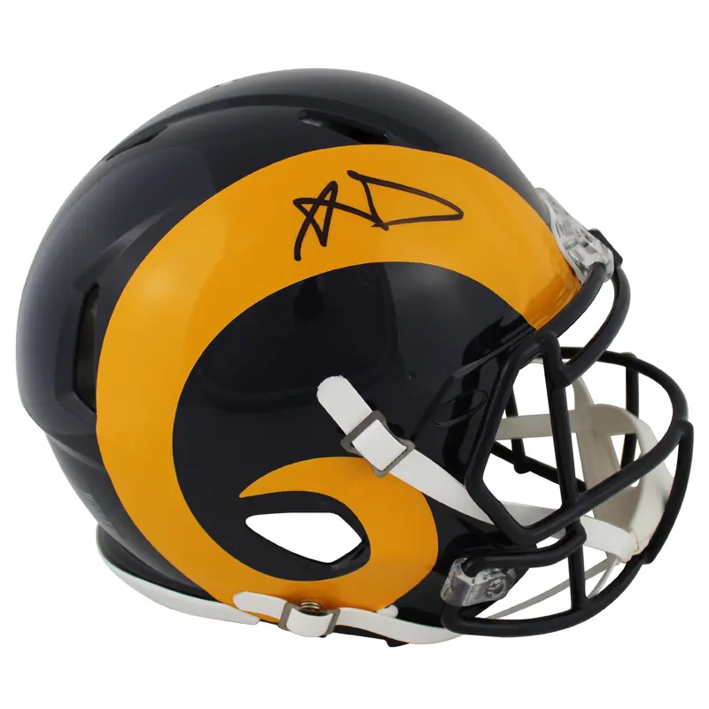 Rams Aaron Donald Signed 1981-99 TB Full Size Speed Proline Helmet BAS Witnessed