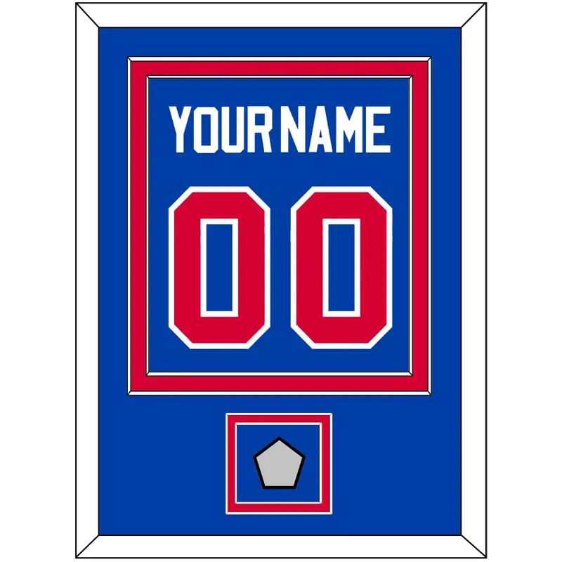 Detroit Name & Number With 2X Champions Patch - Road Blue (1981-1996) - Double Mat 2