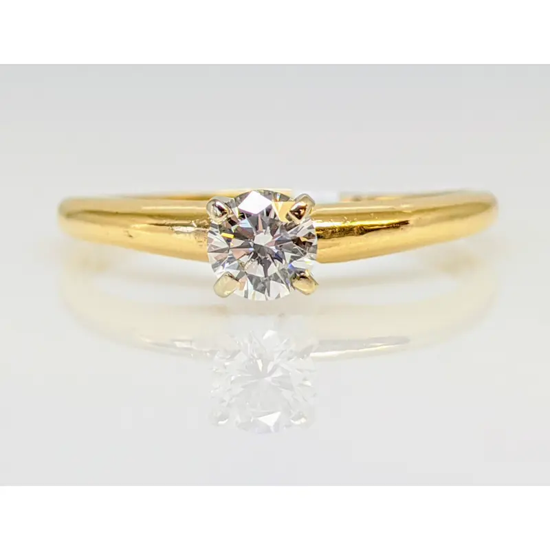 14K .30 CARAT TOTAL SI1 I DIAMOND ROUND 4-PRONG SOLITAIRE ESTATE RING 1.7 GRAMS