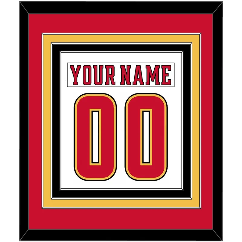 Calgary Nameplate & Number (Back) Combined - Road White (2017-2020) - Triple Mat 2