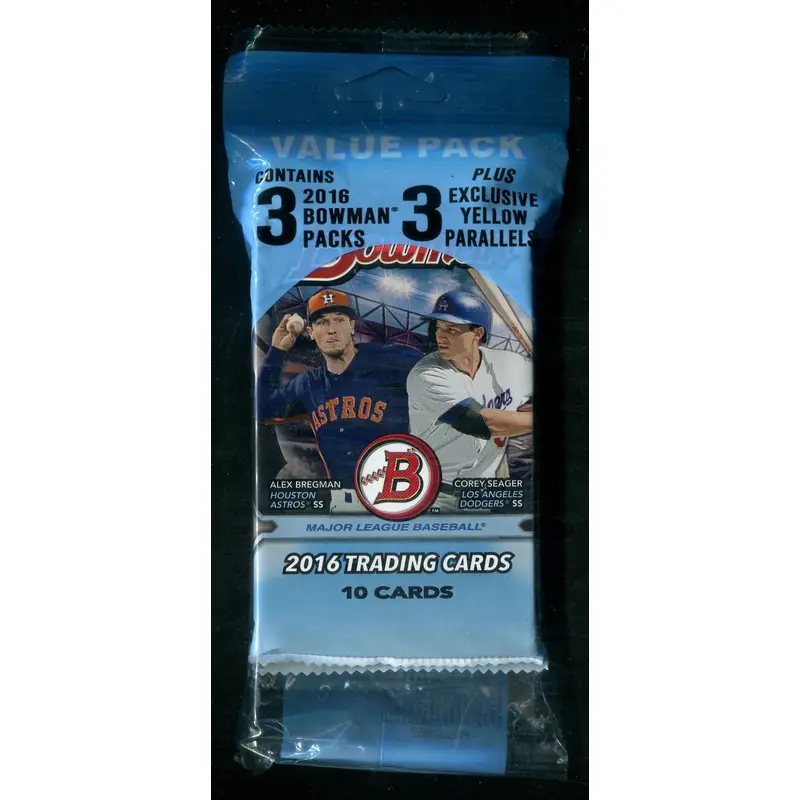 2016 Bowman Baseball Unopened Value Hanger Pack (3/10 plus 1/3)