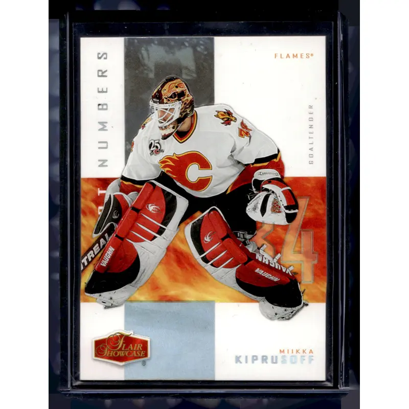 2006-07 Flair Showcase - Hot Numbers - Jersey Number Parallel - Miikka Kiprusoff #HN4 /34