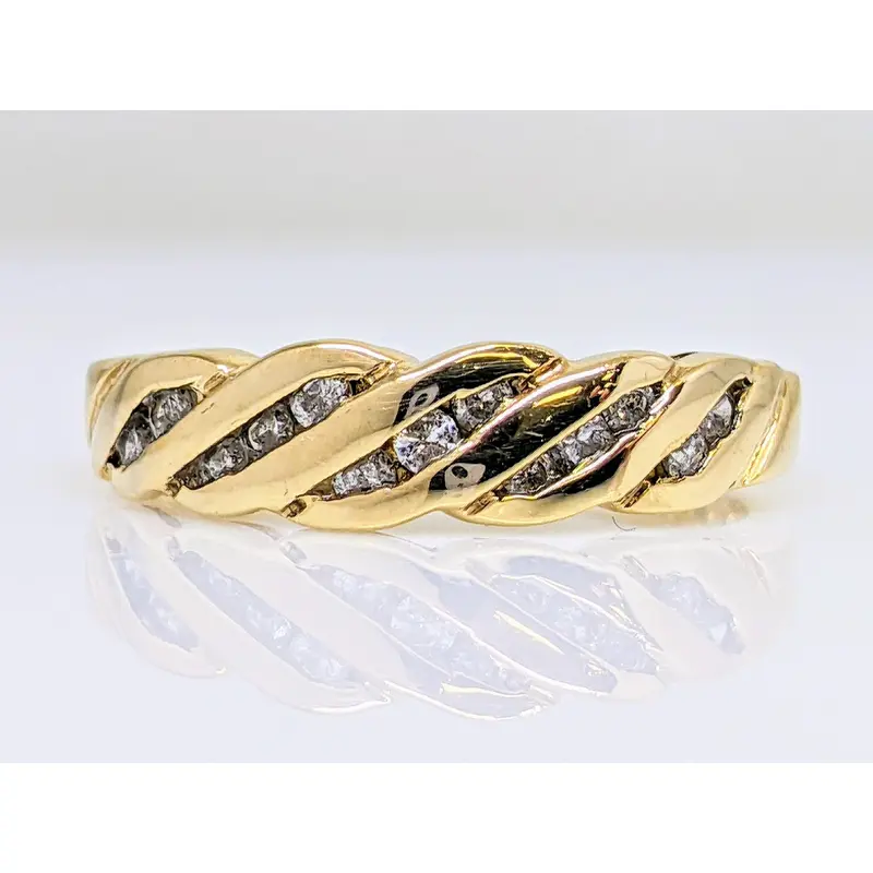 10K .25 CARAT TOTAL WEIGHT (13) DIAMOND ROUND S LINK ESTATE RING 2.8 GRAMS