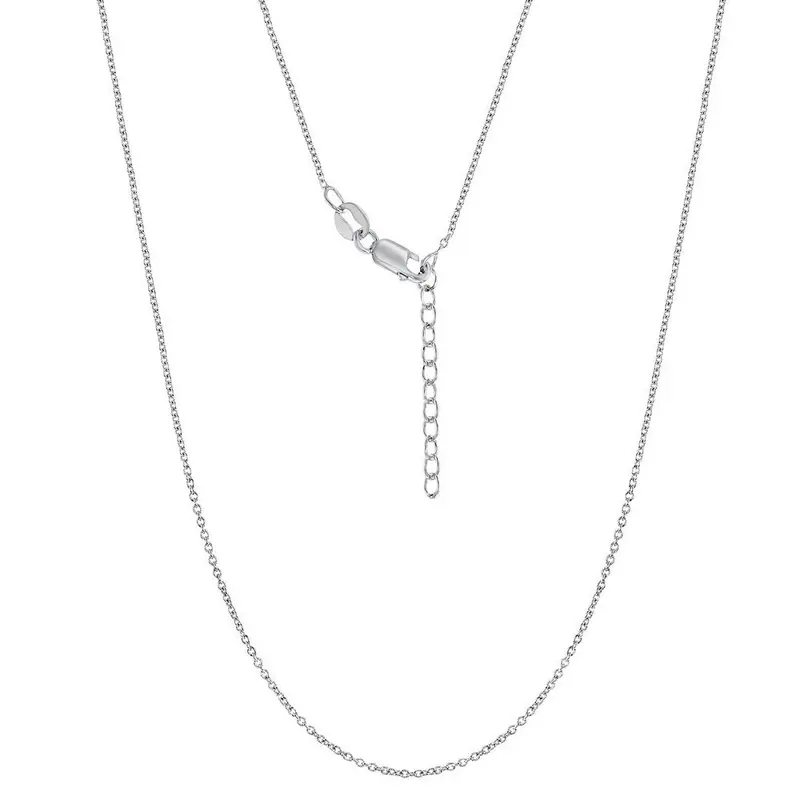 Sterling Silver, 1.9mm Diamond-Cut Cable Chain w/Lobster Lock - Rhodium Plated