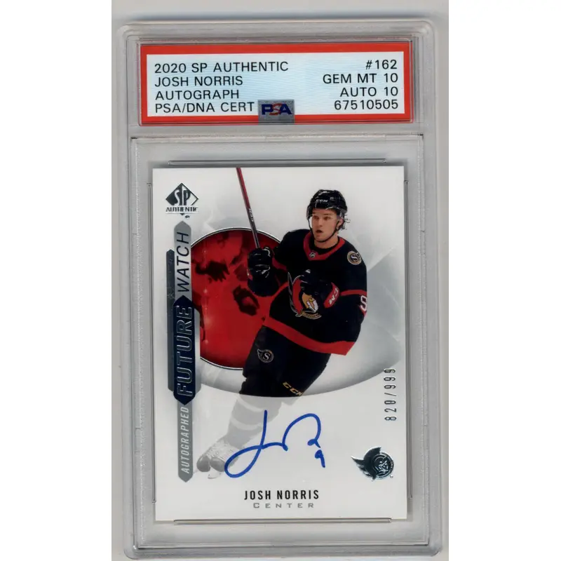 Josh Norris 2020-21 SP Authentic Auto #162 828/999 PSA 10 Gem Mint Auto 10