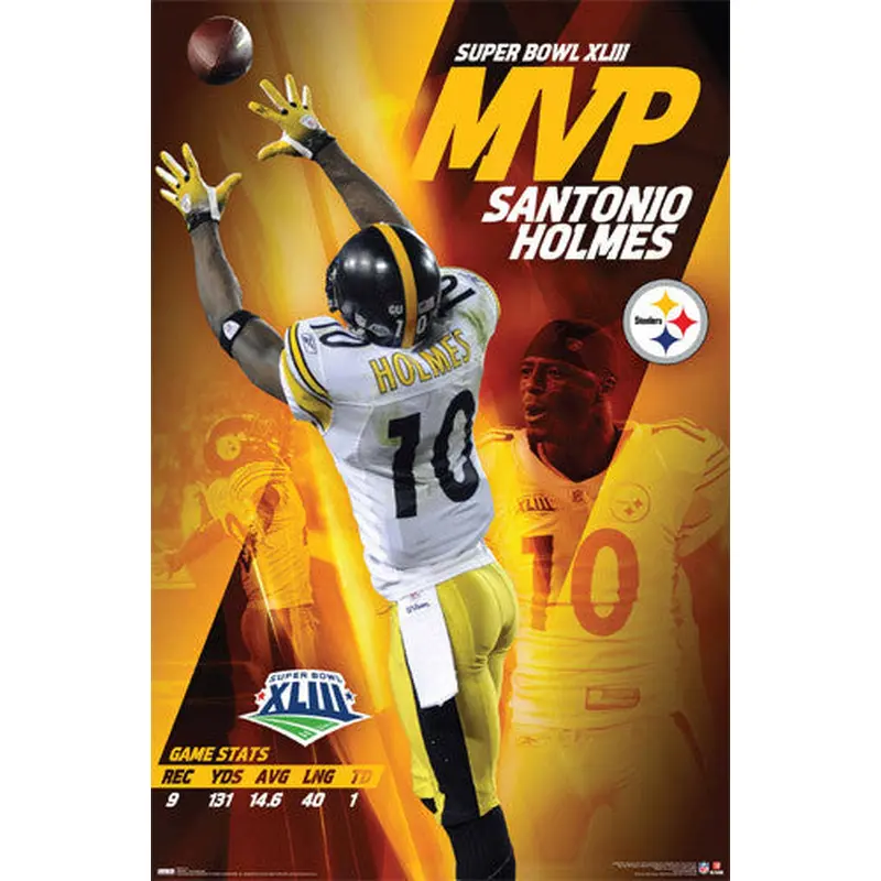 Santonio Holmes Super Bowl XLIII MVP Pittsburgh Steelers Poster - Costacos 2009