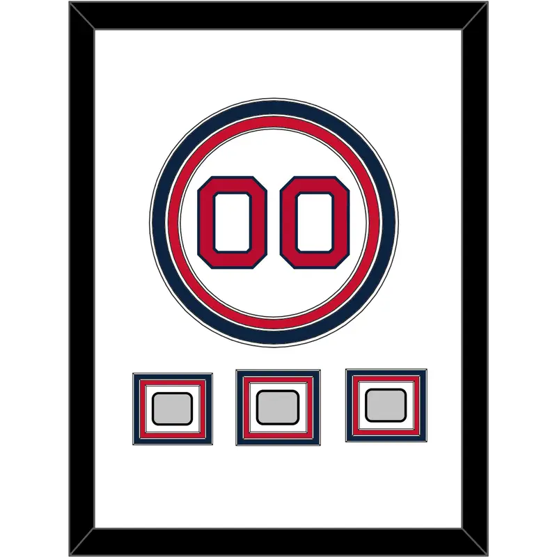 Boston Number & 3 World Series Champions Patches - Home White - Triple Mat 1