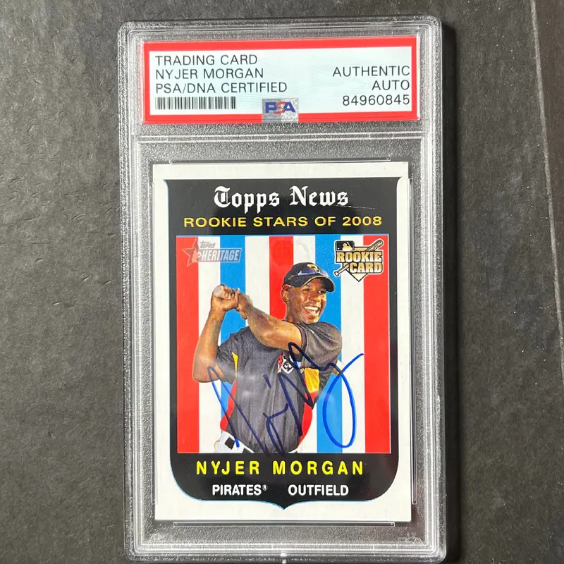 2008 Topps Heritage #136 Nyjer Morgan Signed Card PSA Slabbed Auto Pirates